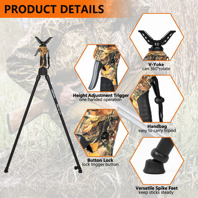 Camouflage Lightweight Aluminum Alloy Hunting Tripod With 360° Panning Range And Ergonomic Design